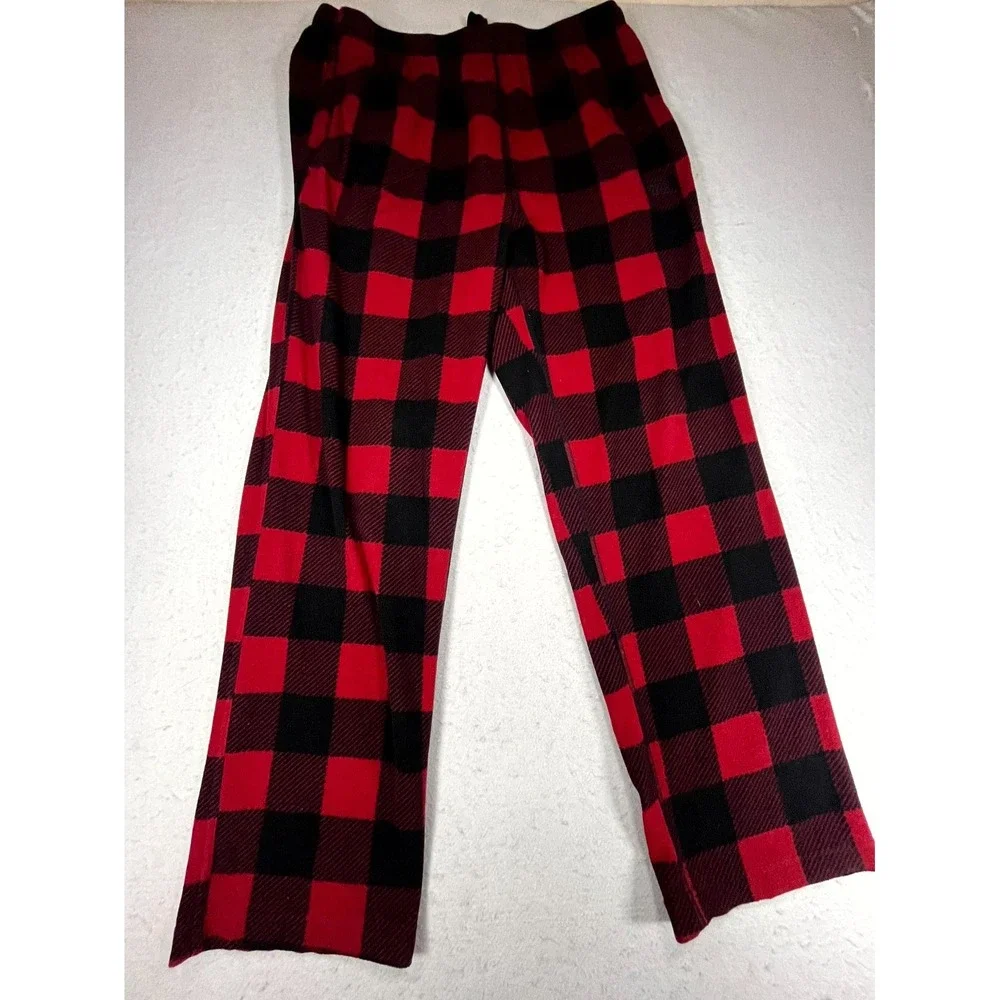The North Face Fleece Pajama Pants Men Large Red Black Buffalo Check Lounge Wear